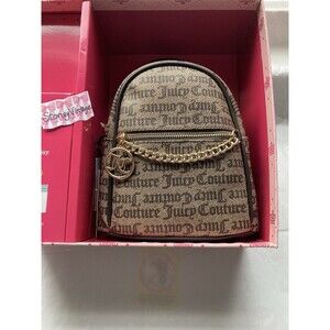 Juicy Couture Mini Brown Backpack Ft Gold Chain Detail Holiday Set in box